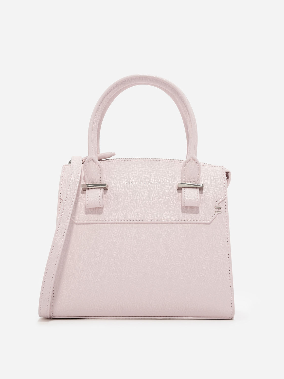 Structured Handbag, Pink, hi-res
