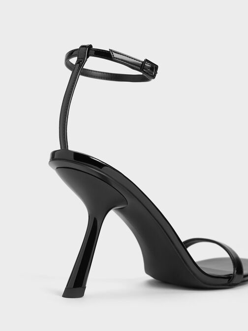 Patent Slant-Heel Ankle-Strap Sandals, หนังแก้วสีดำ, hi-res