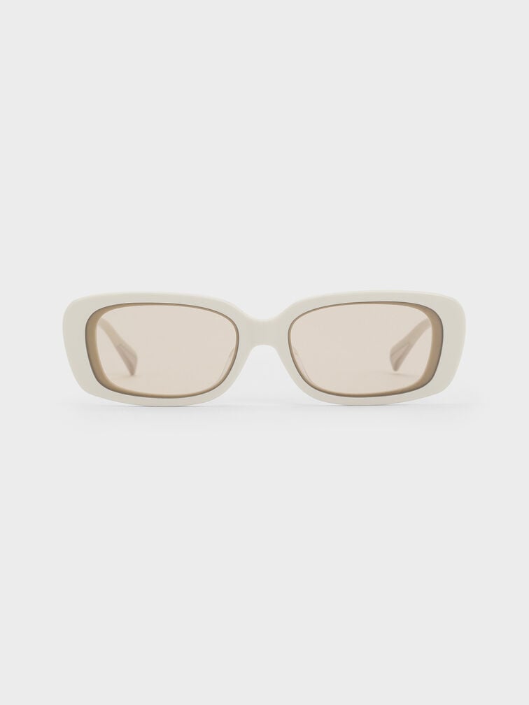 Aubrey Rectangular Recycled Acetate Sunglasses, Chalk, hi-res