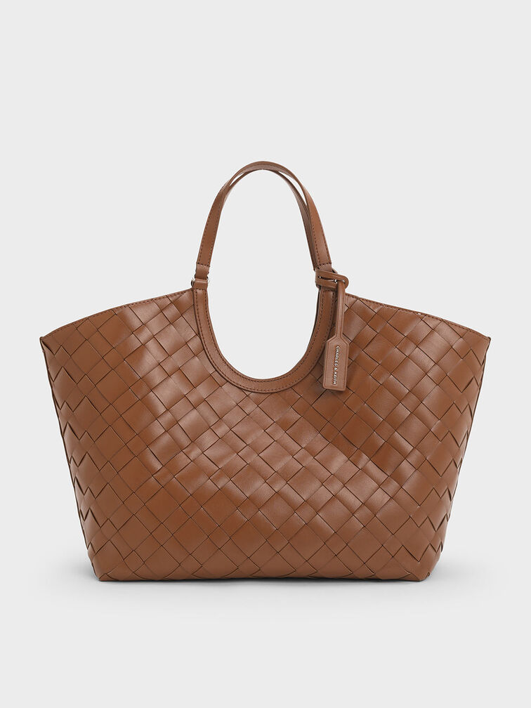 Ivette Woven Tote Bag, Chocolate, hi-res