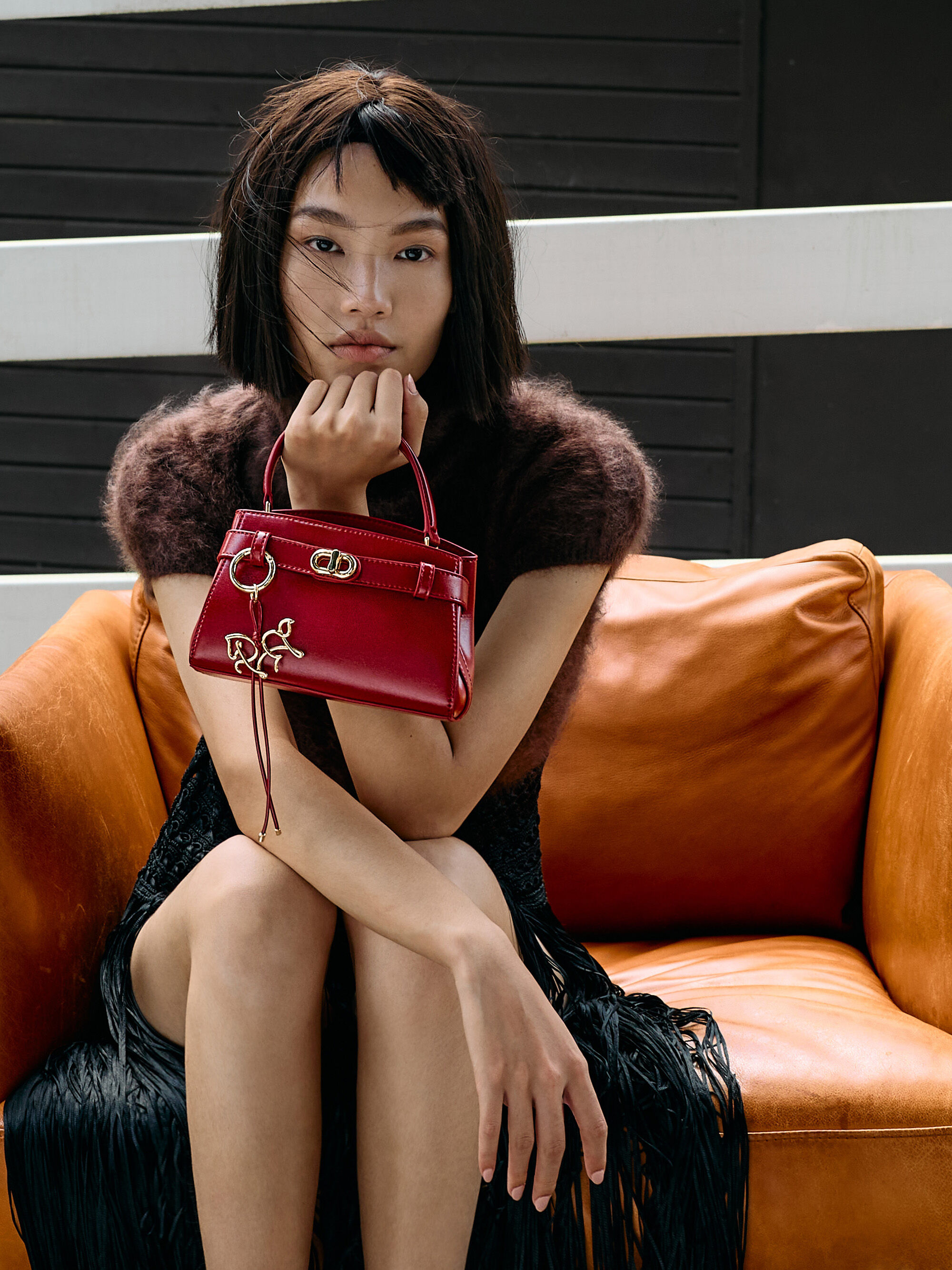 Tomato Red Aubrielle Horse-Motif Top Handle Bag - Tomato Red