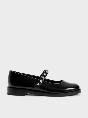 Gem-Encrusted Mary Janes, Black Boxed, hi-res