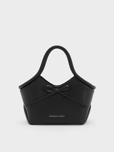 Hazel Bow Tubular Top Handle Bag, Noir, hi-res