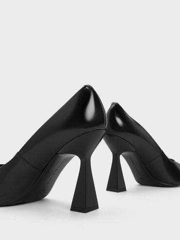 Trapeze Heel Pointed-Toe Pumps, Black Boxed, hi-res