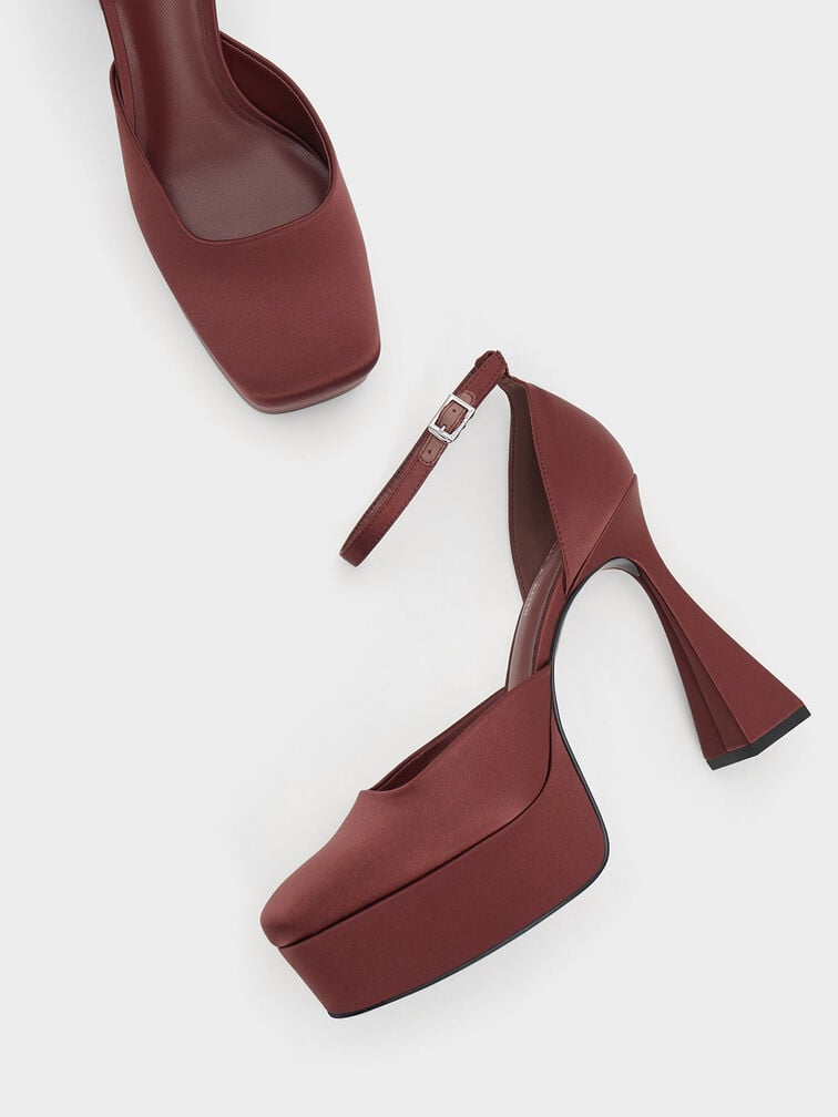 Recycled Polyester Flare Heel D'Orsay Pumps, , hi-res