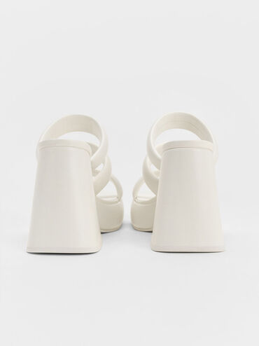 Tattie Puffy-Strap Platform Mules, White, hi-res