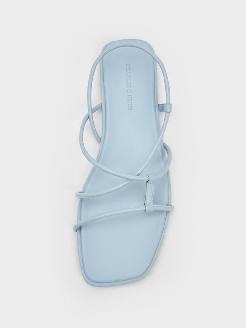 Square-Toe Strappy Sandals, Light Blue, hi-res