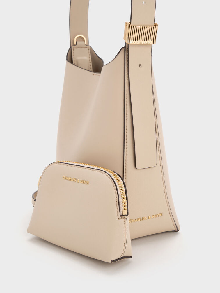 กระเป๋าทรงถังรุ่น Edna, สีโอ๊ต, hi-res