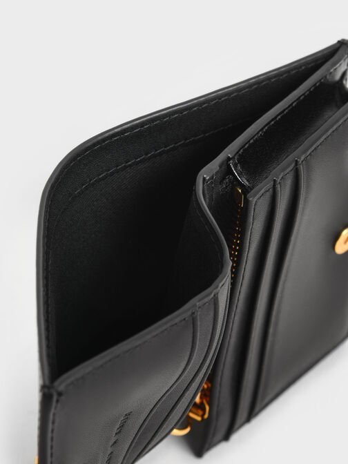 Cassia Snap Button Mini Short Wallet, Black, hi-res