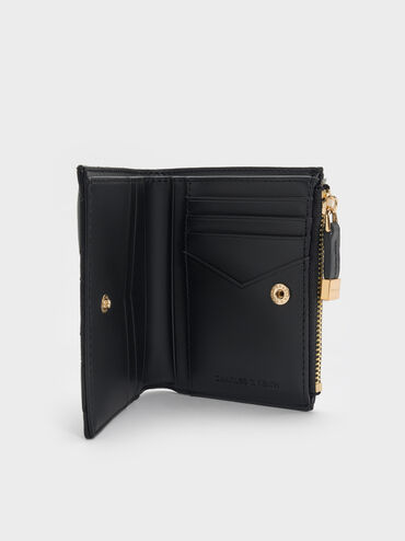 Alva Quilted Top-Zip Small Wallet, Black, hi-res