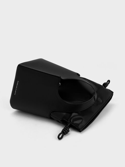 กระเป๋าทรงถังรุ่น Arlys, สีดำอะไหล่สีเงิน, hi-res