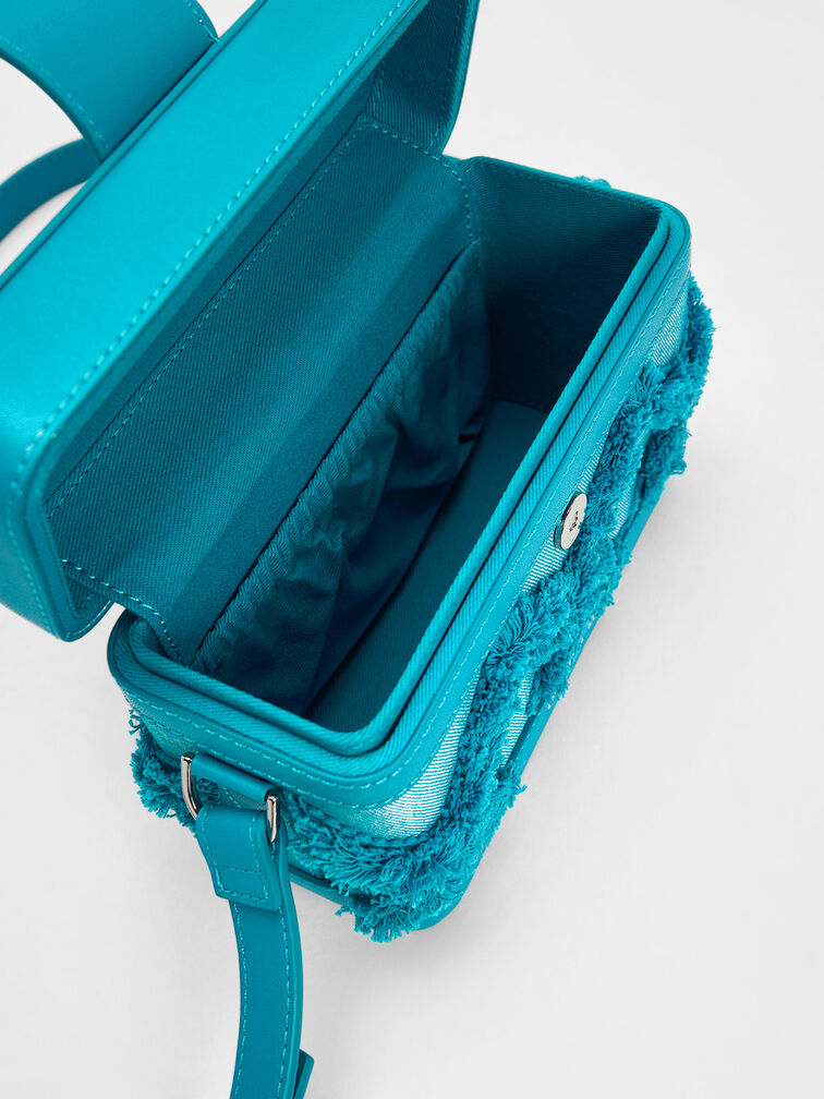 Bronte Frayed Denim Boxy Crossbody Bag, , hi-res