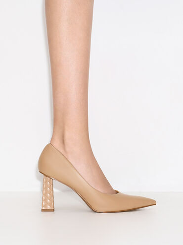 Quilted Heel Pointed-Toe Pumps, , hi-res