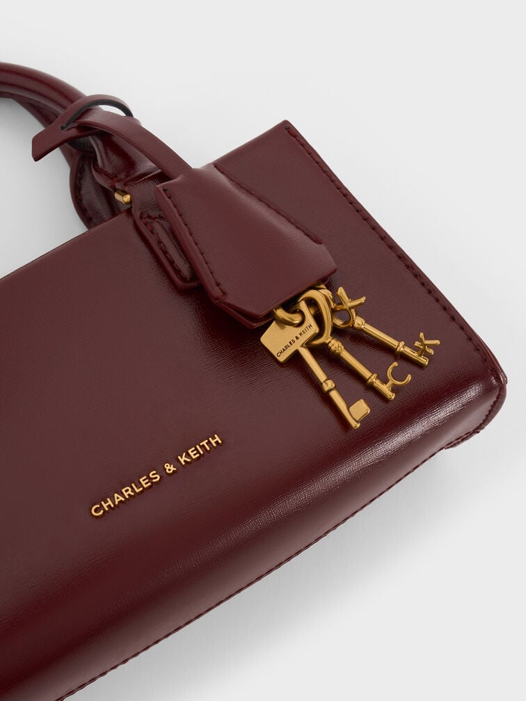 กระเป๋าโท้ทขนาดเล็กรุ่น Kerry, สีไวน์เบอร์รี่เรด, hi-res