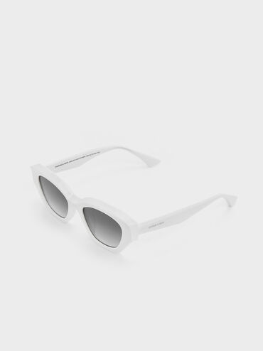 Onyx Recycled Acetate Cat-Eye Sunglasses, White, hi-res