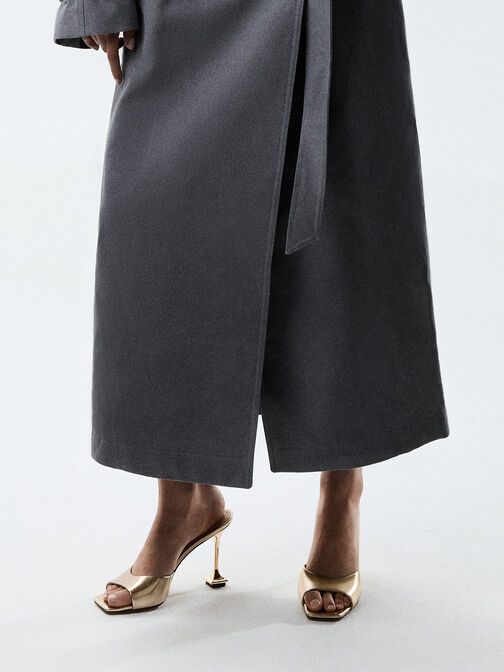 Jacqueline Metallic Leather Sculptural-Heel Mules, Champagne, hi-res