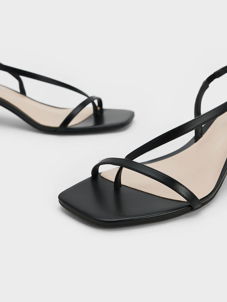 Metallic Trapeze Heel Thong Sandals, , hi-res