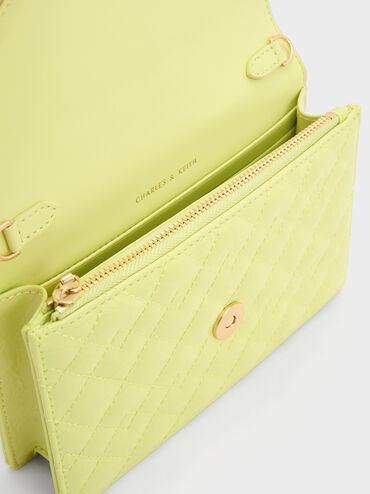 Duo Quilted Envelope Clutch, สีบัตเตอร์, hi-res