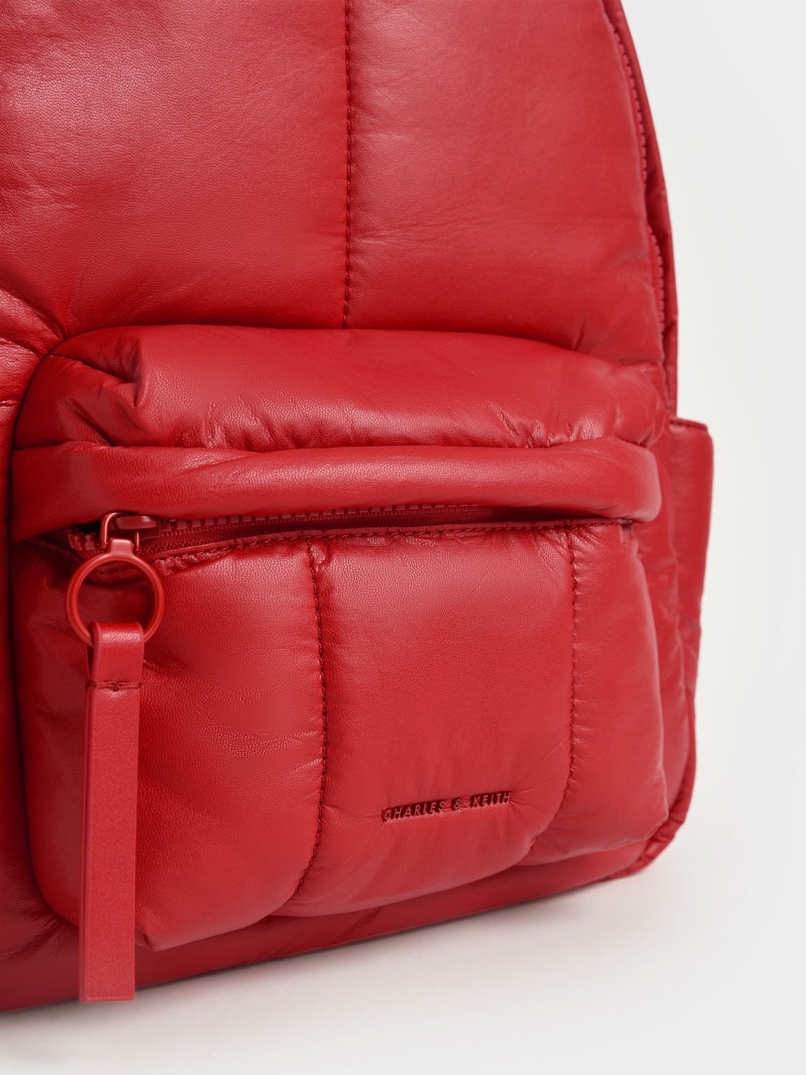 Lin Large Puffy Backpack, Red, hi-res