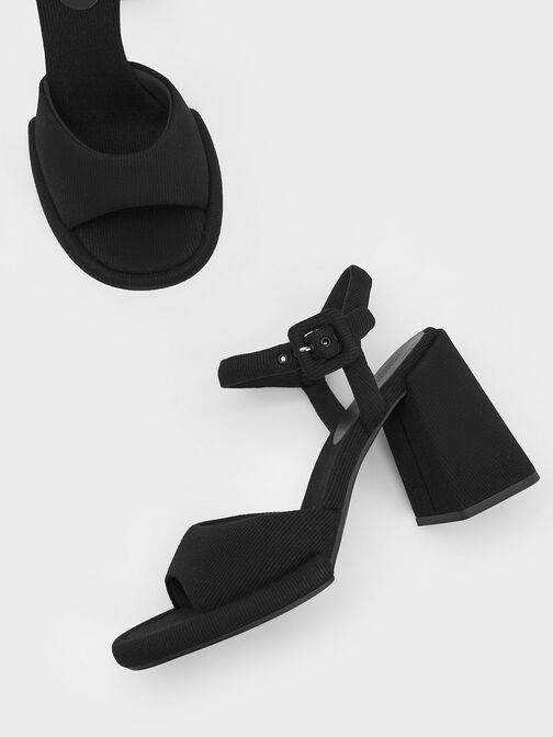 Sinead Woven Trapeze Heel Buckled Sandals, , hi-res