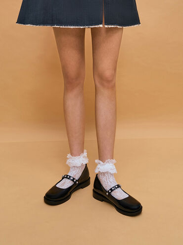 Gem-Encrusted Mary Janes, Black Boxed, hi-res