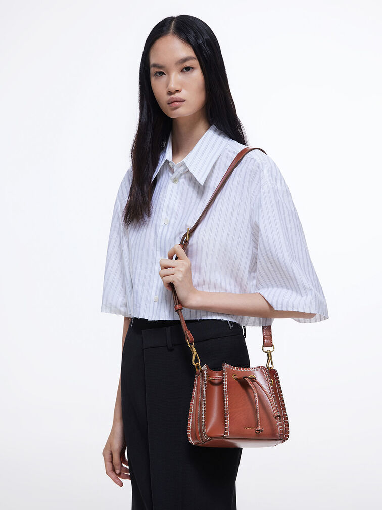 Circe Stitch-Trim Bucket Bag, , hi-res