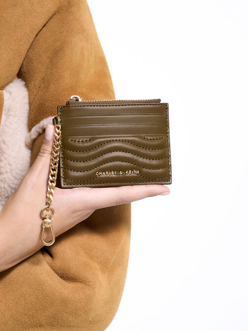 Aubrielle Stitch-Trim Zip Card Holder, , hi-res
