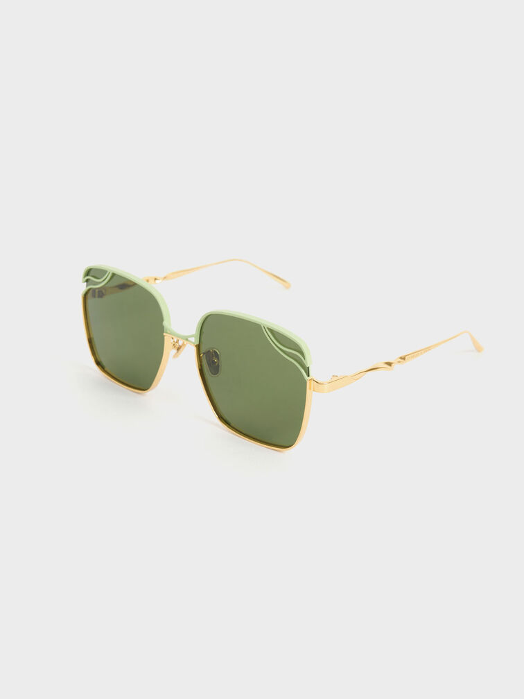 Wavy Wire-Frame Square Sunglasses, , hi-res