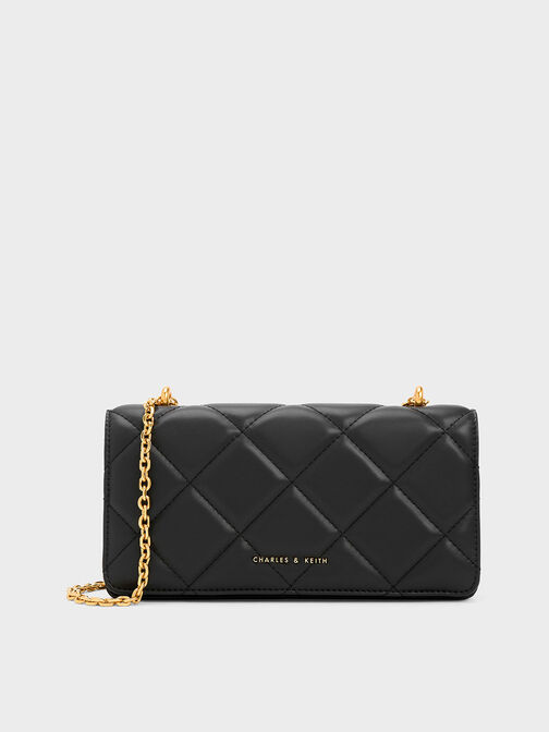 Paffuto Chain Handle Quilted Long Wallet, , hi-res