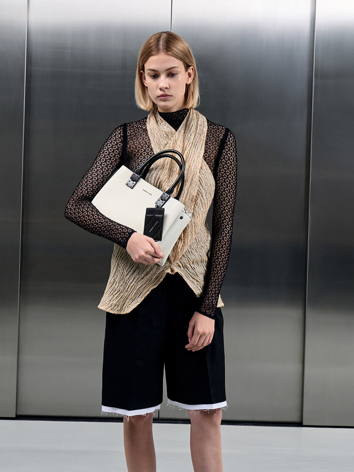 Charles & keith double zip structured bag on sale