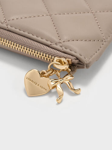 Arrietty Quilted Zip-Around Wallet, Taupe, hi-res