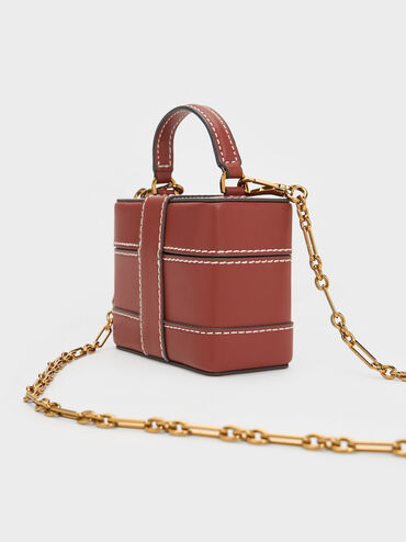 Mini Bronte Contrast Trim Top Handle Bag, สีมอคค่า, hi-res