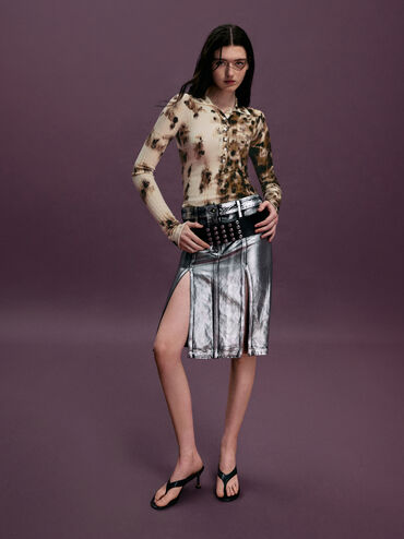 รองเท้าแตะหนีบดีไซน์ส้นทรง Sculptural รุ่น Wynn, สีดำ, hi-res