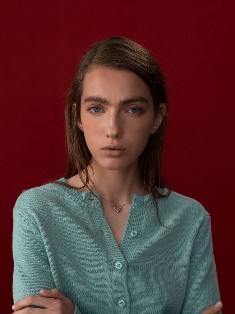 สร้อยคอประดับจี้รูปหัวใจเรซิ่นรุ่น Annalise, สีชมพู, hi-res