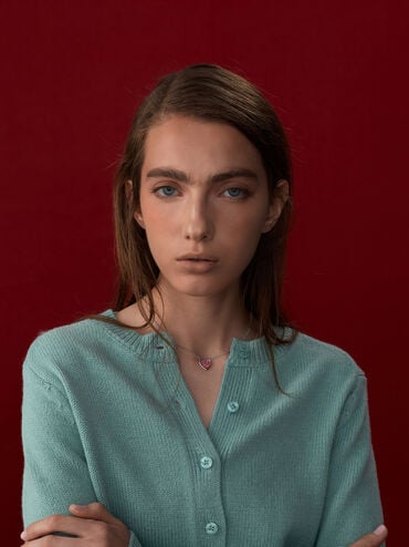 สร้อยคอประดับจี้รูปหัวใจเรซิ่นรุ่น Annalise, สีชมพู, hi-res