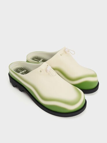 Gradient Wave Slip-On Mules, Green, hi-res