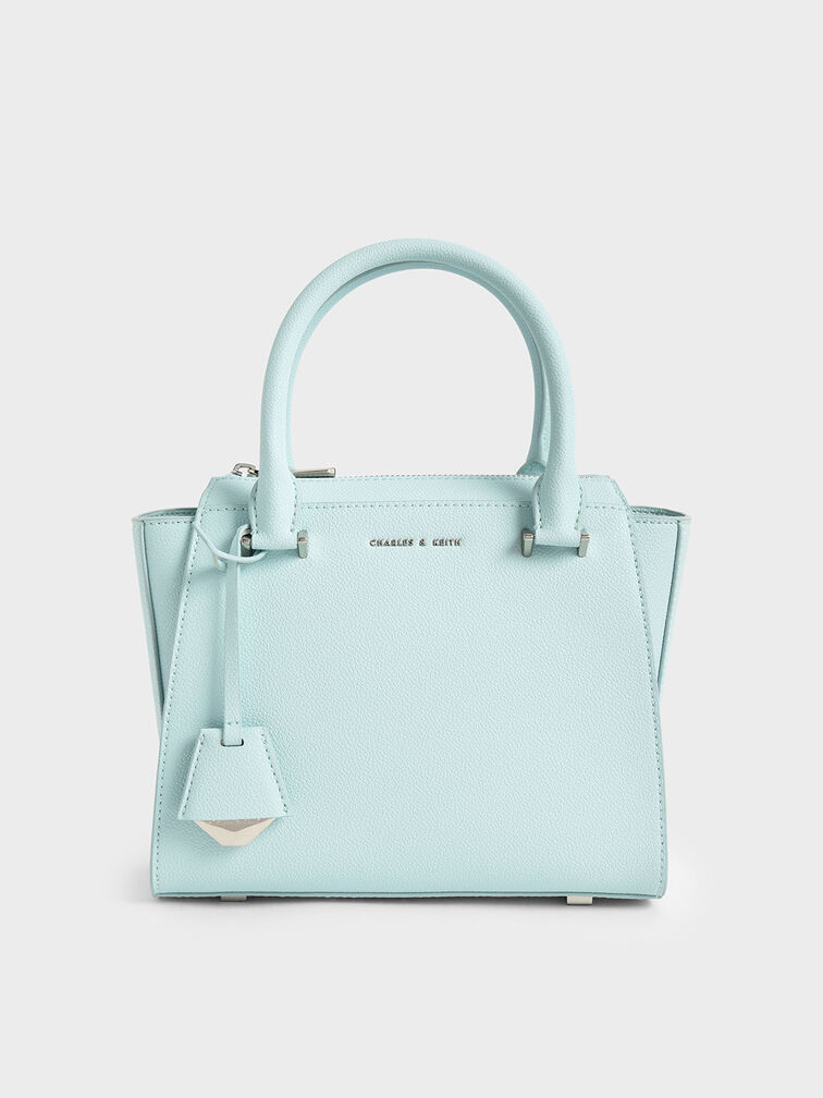 Light Blue Double Handle Trapeze Tote Bag - CHARLES & KEITH TH