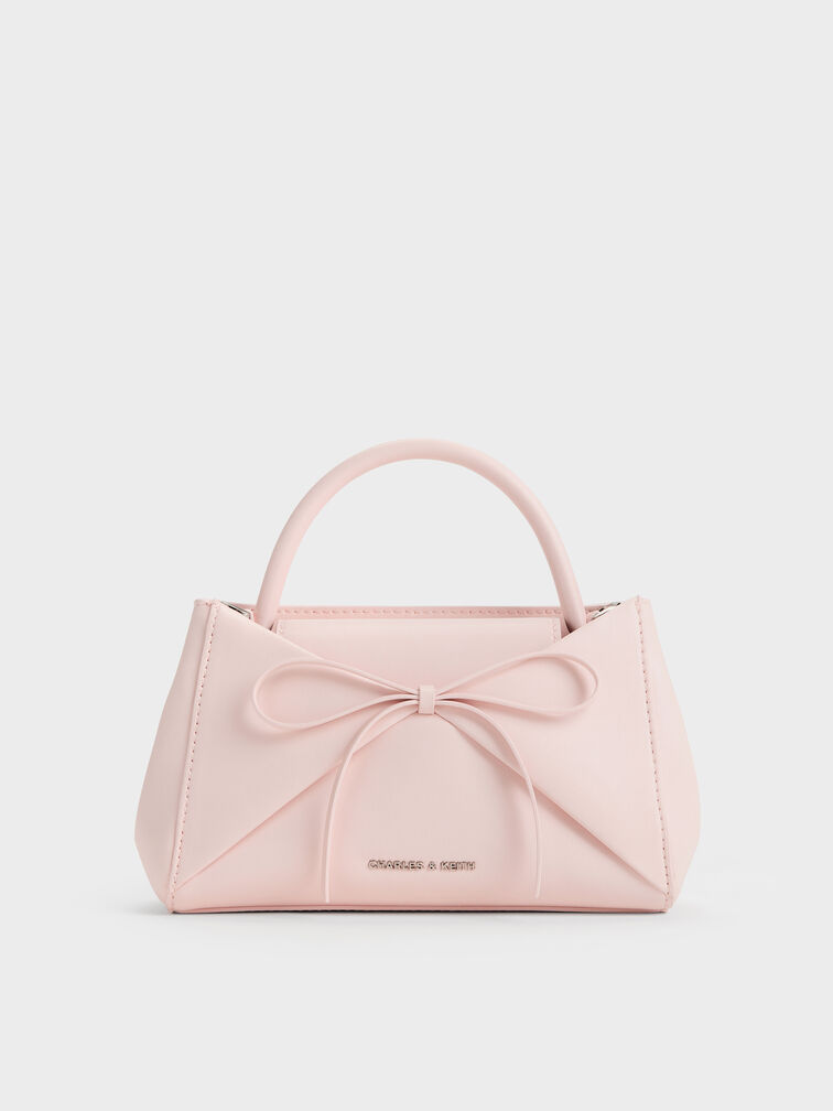 Hazel Bow Panelled Top Handle Bag, Soft Pink, hi-res