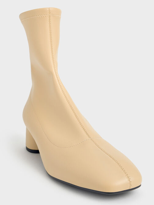 Stitch-Trim Heeled Ankle Boots, Yellow, hi-res