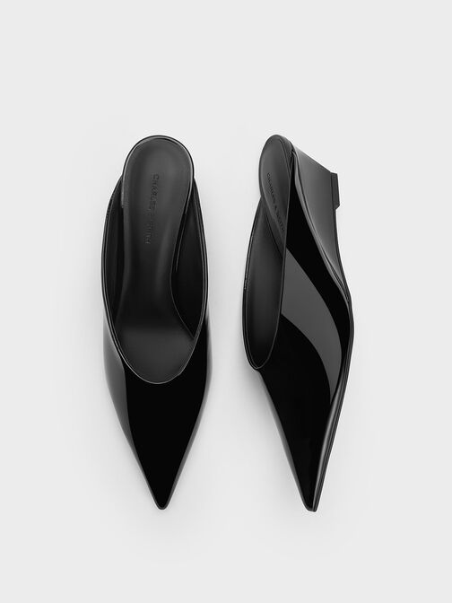 Patent Pointed-Toe Wedge Mules, , hi-res