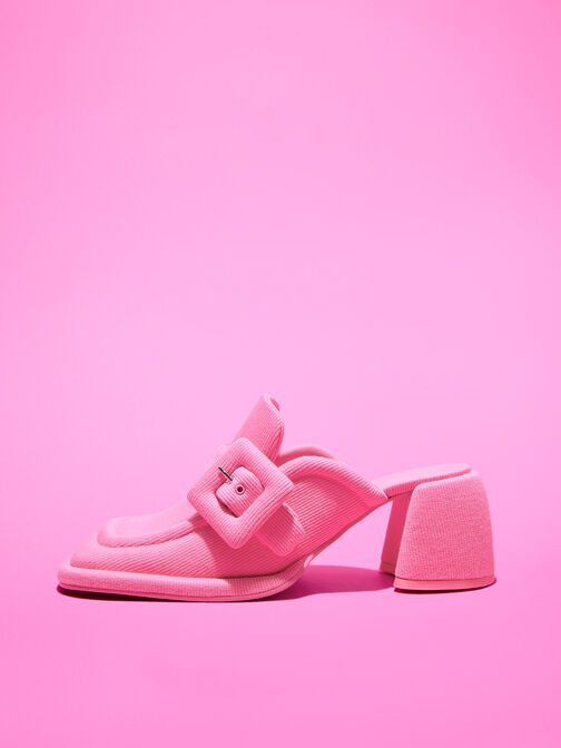 Sinead Woven Buckled Loafer Mules, , hi-res