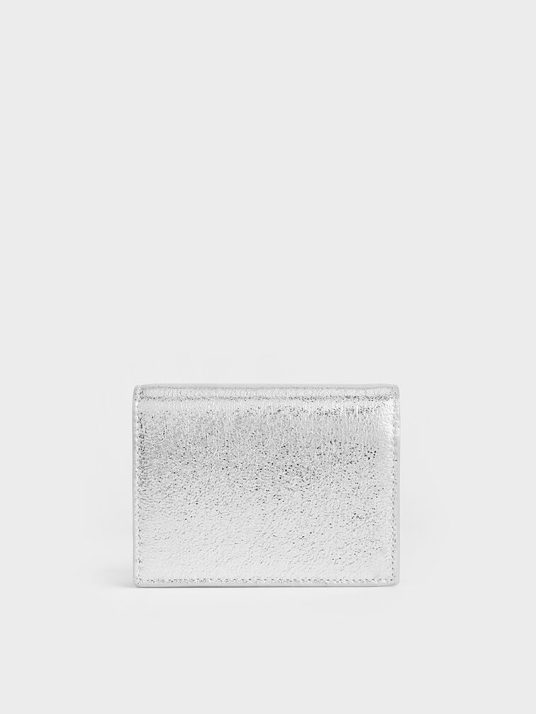 Cassia Metallic Card Holder, Silver, hi-res
