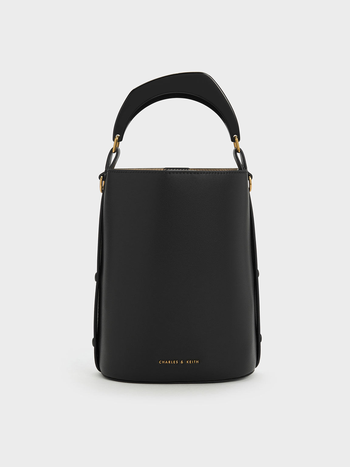 Black Marlin Acrylic Handle Bucket Bag CHARLES KEITH TH