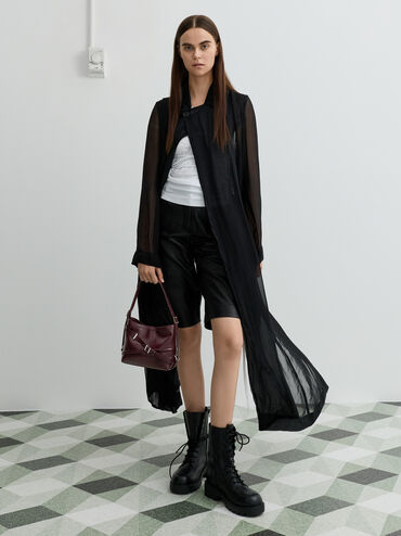 กระเป๋าสะพายข้างตกแต่งหัวเข็มขัดรุ่น Bryna, สีไวน์เบอร์รี่เรด, hi-res