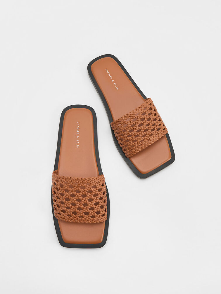 Woven Square-Toe Slides, , hi-res