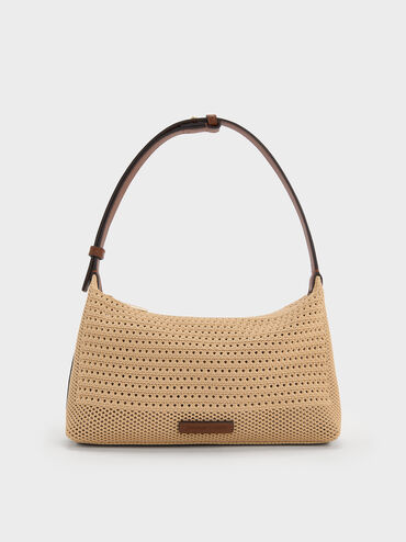 Ida Knitted Shoulder Bag, Beige, hi-res