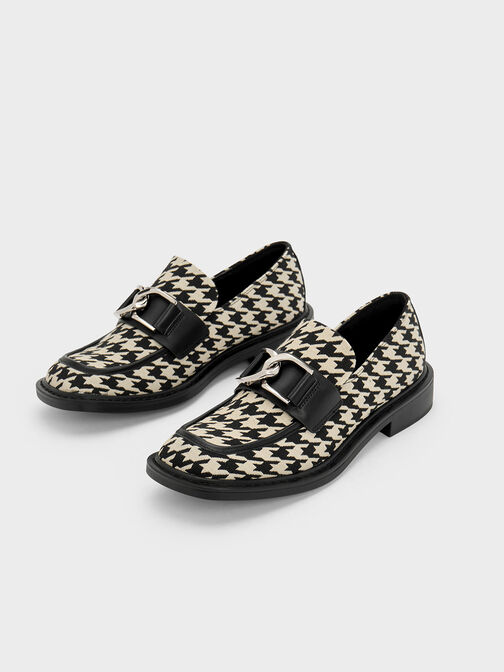 Gabine Leather Houndstooth Loafers, , hi-res