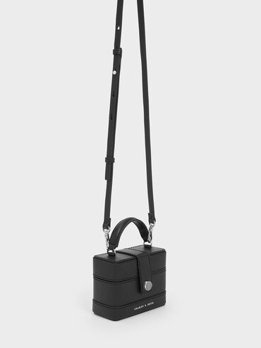 Mini Bronte Contrast Trim Top Handle Bag, สีดำ, hi-res
