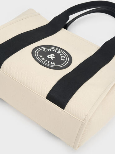 Large Kay Canvas Contrast-Trim Tote Bag, สีมัลติ, hi-res