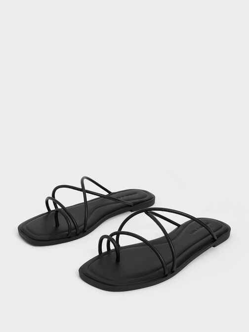 Meadow Strappy Toe-Ring Sandals, Black, hi-res